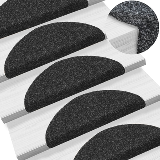 15 pcs Self-adhesive Stair Mats Needle Punch 56x17x3 cm Black - Giant Lobelia