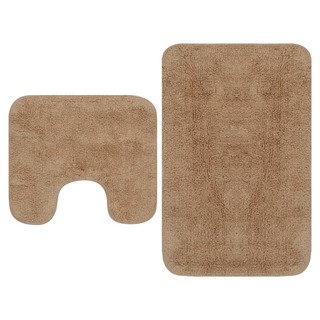 Bathroom Mat Set 2 Pieces Fabric Beige - Giant Lobelia