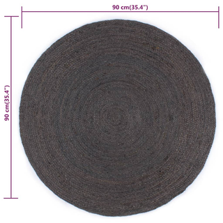 vidaXL Handmade Rug Jute Round 90 cm Dark Grey - Giant Lobelia