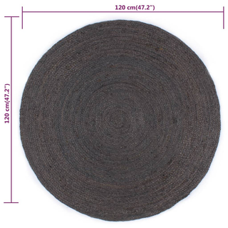 vidaXL Handmade Rug Jute Round 120 cm Dark Grey - Giant Lobelia