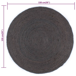 vidaXL Handmade Rug Jute Round 150 cm Dark Grey - Giant Lobelia