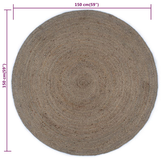 vidaXL Handmade Rug Jute Round 150 cm Grey - Giant Lobelia