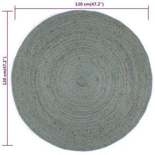 vidaXL Handmade Rug Jute Round 120 cm Olive Green - Giant Lobelia