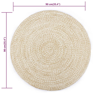 vidaXL Handmade Rug Jute White and Natural 90 cm - Giant Lobelia