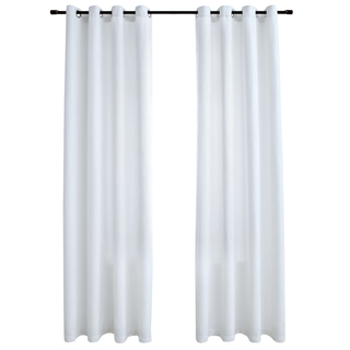 Blackout Curtains with Metal Rings 2 pcs Off White 140x245 cm - Giant Lobelia