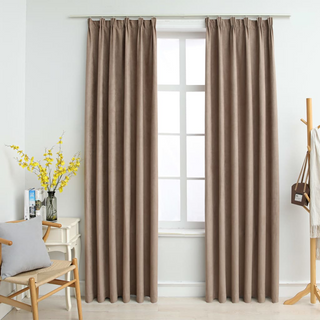 Blackout Curtains with Hooks 2 pcs Taupe 140x245 cm - Giant Lobelia