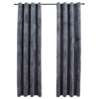 Blackout Curtains with Rings 2 pcs Velvet Anthracite 140x175 cm - Giant Lobelia