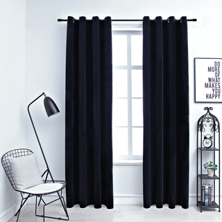 Blackout Curtains with Rings 2 pcs Velvet Black 140x245 cm - Giant Lobelia