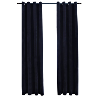 Blackout Curtains with Rings 2 pcs Velvet Black 140x245 cm - Giant Lobelia