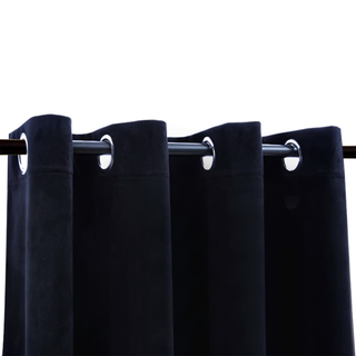 Blackout Curtains with Rings 2 pcs Velvet Black 140x245 cm - Giant Lobelia