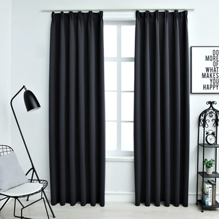 Blackout Curtains with Hooks 2 pcs Black 140x245 cm - Giant Lobelia