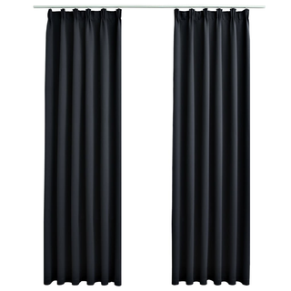 Blackout Curtains with Hooks 2 pcs Black 140x245 cm - Giant Lobelia