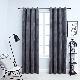 Blackout Curtains with Rings 2 pcs Velvet Anthracite 140x245 cm - Giant Lobelia