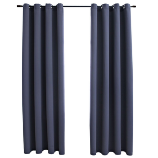 Blackout Curtains with Metal Rings 2 pcs Anthracite 140x175 cm - Giant Lobelia