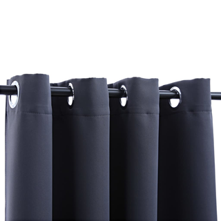 Blackout Curtains with Metal Rings 2 pcs Anthracite 140x175 cm - Giant Lobelia