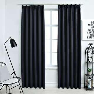 Blackout Curtains with Hooks 2 pcs Anthracite 140x225 cm - Giant Lobelia