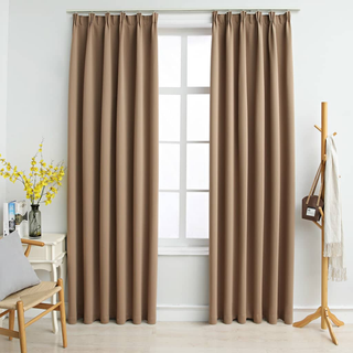 Blackout Curtains with Hooks 2 pcs Taupe 140x225 cm - Giant Lobelia