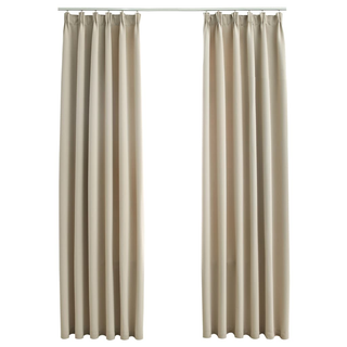 Blackout Curtains with Hooks 2 pcs Beige 140x175 cm - Giant Lobelia