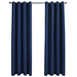 Blackout Curtains with Metal Rings 2 pcs Blue 140x175 cm - Giant Lobelia