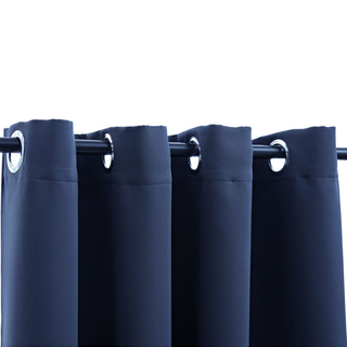 Blackout Curtains with Metal Rings 2 pcs Blue 140x175 cm - Giant Lobelia