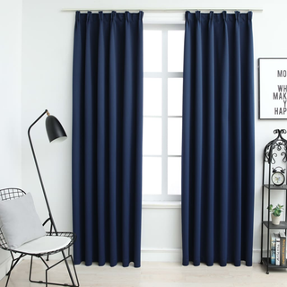 Blackout Curtains with Hooks 2 pcs Blue 140x175 cm - Giant Lobelia