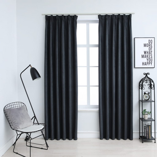 Blackout Curtains with Hooks 2 pcs Anthracite 140x245 cm - Giant Lobelia