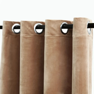 Blackout Curtains with Rings 2 pcs Velvet Beige 140x175 cm - Giant Lobelia