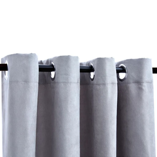 Blackout Curtains with Metal Rings 2 pcs Grey 140x175 cm - Giant Lobelia