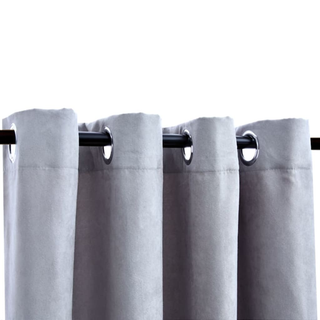 Blackout Curtains with Metal Rings 2 pcs Grey 140x245 cm - Giant Lobelia