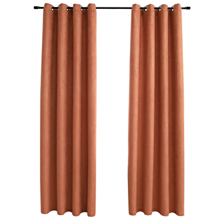 Blackout Curtains with Metal Rings 2 pcs Rust 140x245 cm - Giant Lobelia