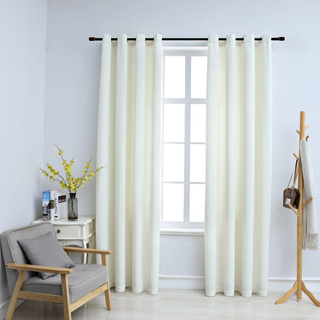 Blackout Curtains with Rings 2 pcs Velvet Cream 140x225 cm - Giant Lobelia