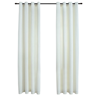 Blackout Curtains with Rings 2 pcs Velvet Cream 140x225 cm - Giant Lobelia