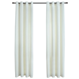 Blackout Curtains with Rings 2 pcs Velvet Cream 140x245 cm - Giant Lobelia