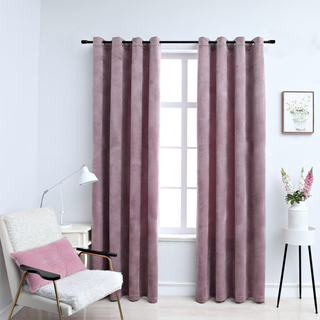 Blackout Curtains with Rings 2pcs Velvet Antique Pink 140x175cm - Giant Lobelia