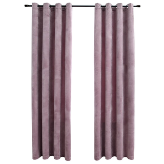 Blackout Curtains with Rings 2pcs Velvet Antique Pink 140x175cm - Giant Lobelia