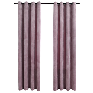 Blackout Curtains with Rings 2pcs Velvet Antique Pink 140x225cm - Giant Lobelia