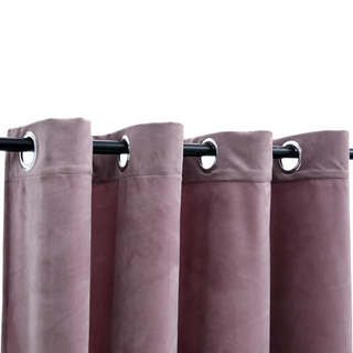 Blackout Curtains with Rings 2pcs Velvet Antique Pink 140x225cm - Giant Lobelia