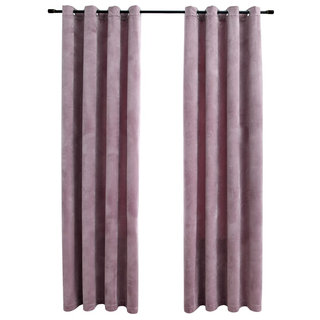 Blackout Curtains with Rings 2pcs Velvet Antique Pink 140x245cm - Giant Lobelia