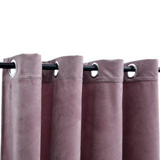 Blackout Curtains with Rings 2pcs Velvet Antique Pink 140x245cm - Giant Lobelia