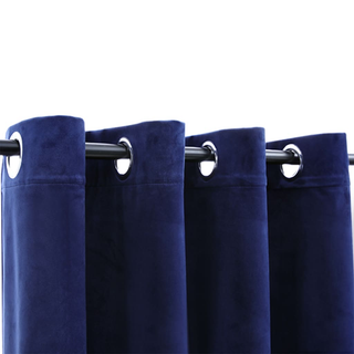 Blackout Curtains with Rings 2 pcs Velvet Dark Blue 140x175 cm - Giant Lobelia