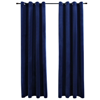 Blackout Curtains with Rings 2 pcs Velvet Dark Blue 140x225 cm - Giant Lobelia