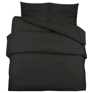 vidaXL Duvet Cover Set Black 225x220 cm Cotton - Giant Lobelia