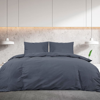 vidaXL Duvet Cover Set Anthracite 260x240 cm Cotton - Giant Lobelia