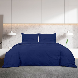 vidaXL Duvet Cover Set Navy Blue 155x220 cm Cotton - Giant Lobelia