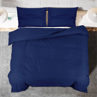 vidaXL Duvet Cover Set Navy Blue 155x220 cm Cotton - Giant Lobelia