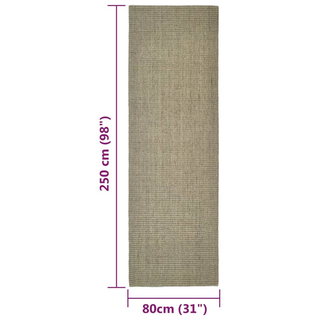 vidaXL Rug Natural Sisal 80x250 cm Green - Giant Lobelia