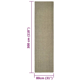 vidaXL Rug Natural Sisal 80x300 cm Green - Giant Lobelia