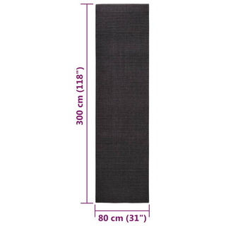 vidaXL Rug Natural Sisal 80x300 cm Black - Giant Lobelia