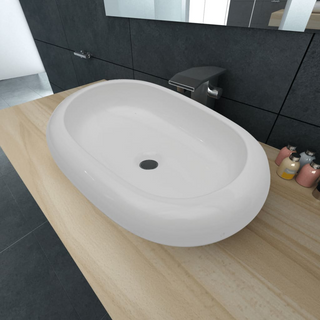 Luxury Ceramic Basin Oval-shaped Sink White 63 x 42 cm - Giant Lobelia