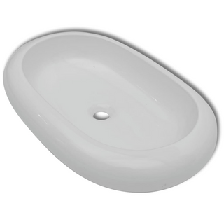 Luxury Ceramic Basin Oval-shaped Sink White 63 x 42 cm - Giant Lobelia